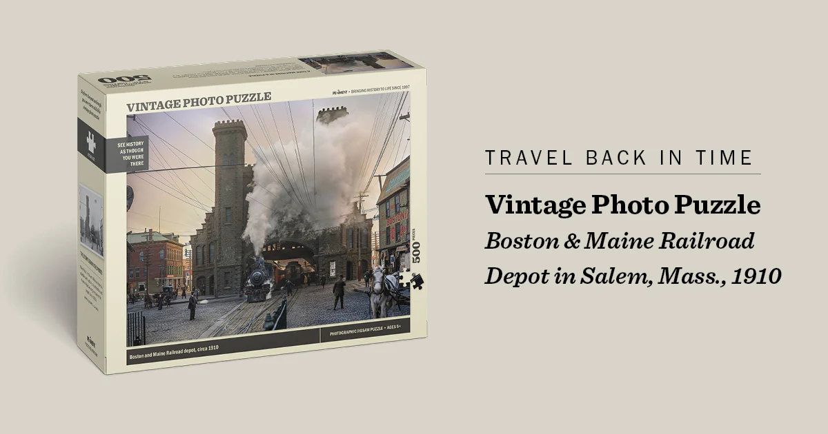 Vintage Photo Puzzle: Boston and Maine Railroad Depot, 1910: 500 Pieces - Image 8