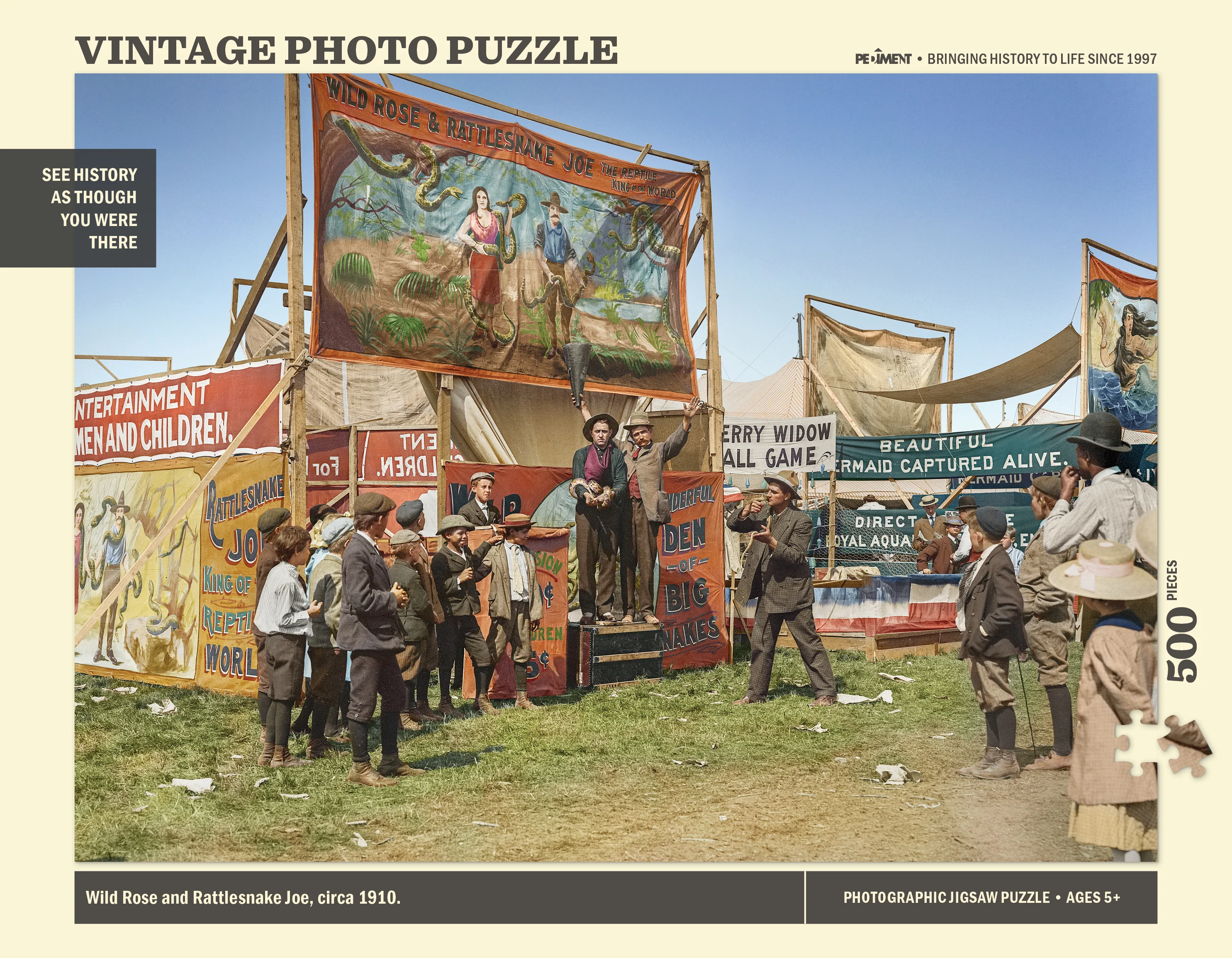 Vintage Photo Puzzle: Wild Rose and Rattlesnake Joe, 1910: 500 Pieces - Image 6
